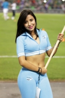 Sábado 22 de noviembre del 2014. Tuxtla Gutiérrez. Las animadoras de los patrocinadores del partido entre Jaguares de Chiapas y Querétaro esta noche en el estadio Zoque.