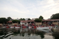 Lunes 12 de diciembre del 2016. Chiapa de Corzo. Los lancheros de los servicios turísticos del malecón de la ciudad de Chiapa de Corzo, realizan la peregrinación de lanchas en las aguas del rio Grijalva hacia la formación rocosa llamada la Cueva de Colore