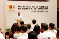 Lunes 7 de octubre del 2013. Tuxtla Gutiérrez. Evento conmemorativo del Ejercicio de la Libertad de Prensa y de la Expresión en el ayuntamiento tuxtleco.