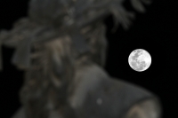 Martes 19 de febrero del 2019. Tuxtla Gutiérrez. Aspecto de la luna de esta noche (luna de nieve) desde la explanada del estadio de fut bol