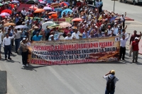 Viernes 15 de agosto del 2014. Tuxtla Gutiérrez. Maestros del movimiento federalizado marchan esta mañana de oriente a poniente de la capital del estado de Chiapas.