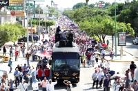 Lunes 26 de noviembre del 2018. Tuxtla Gutiérrez. Aspectos de la marcha de este medio dí­a donde organizaciones sindicales protestan al final de la administración sexenal en Chiapas.