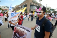 Sábado 29 de agosto del 2015. Tuxtla Gutiérrez. Paco Rojas Toledo, ex candidato a la alcaldía de Tuxtla durante la manifestación de esta tarde después de que el tribunal electoral local validara los comicios para el ayuntamiento de la capital de Chiapas.