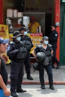 Miércoles 27 de mayo del 2020. Tuxtla Gutiérrez. Aspecto del cerco Sanitario alrededor de los mercados del primer cuadro de la ciudad