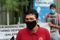 Martes 4 de agosto del 2020. Tuxtla Gutiérrez. Estudiantes normalistas protestan en las instalaciones de la Secretaría de Educación de Chiapas