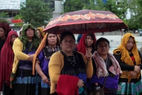 Martes 25 de agosto del 2020. Tuxtla Gutiérrez. Desplazados Indígenas. Muestran su apoyo a los normalistas durante la manifestación de hoy