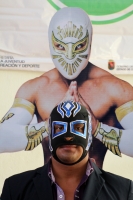 Miércoles 10 de julio del 2013. Tuxtla Gutiérrez. Los luchadores de la empresa Nueva Era anuncian en conferencia de prensa la próxima función de Lucha Libre en Chiapas.