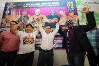 Miércoles 10 de julio del 2013. Tuxtla Gutiérrez. Los luchadores de la empresa Nueva Era anuncian en conferencia de prensa la próxima función de Lucha Libre en Chiapas. Miércoles 10 de julio del 2013. Tuxtla Gutiérrez. Los luchadores de la empresa Nueva Era anuncian en conferencia de prensa la próxima función de Lucha Libre en Chiapas.