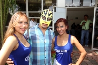 Miércoles 10 de julio del 2013. Tuxtla Gutiérrez. Los luchadores de la empresa Nueva Era anuncian en conferencia de prensa la próxima función de Lucha Libre en Chiapas.