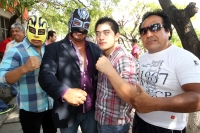 Miércoles 10 de julio del 2013. Tuxtla Gutiérrez. Los luchadores de la empresa Nueva Era anuncian en conferencia de prensa la próxima función de Lucha Libre en Chiapas.