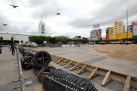 Lunes 25 de noviembre del 2013. Tuxtla Guti�rrez. Las obras de la Plaza Central sustituyen al movimiento magisterial.