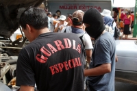 Jueves 2 de octubre del 2014. Tuxtla Gutiérrez. Organizaciones sociales, campesinas y del transporte de la zona Fronteriza y Altos llegan a la plaza central para iniciar un platón indefinido en contra de las políticas estructurales estatales y federales.