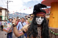 Lunes 2e de septiembre del 2014. San Cristóbal de las Casas. Los personajes y danzantes se encuentran en el Llamado de los Festejos de la Señora de la Merced.