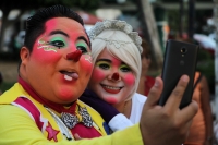 Miércoles 12 de octubre del 2016. Foto/Emilio Broissin/René Arauxo. Durante la manisfestación de Los Payasos de Tuxtla