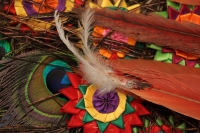 Jueves 23 de febrero del 2017. El penacho de la danza de la pluma de guacamaya. La elaboración del atuendo de los danzantes de la danza de la pluma de guacamaya o carnaval es elaborado siguiendo la ritualidad que es conservada y transmitida a las nuevas g