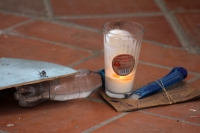 Viernes 3 de abril del 2015. Chiapa de Corzo. El conocido personaje aparece descansando en la Iglesia de Santo Domingo, después de abandonar las calles de Tuxtla.
