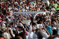 Lunes 15 de febrero del 2016. Tuxtla Gutiérrez. El Papa Francisco durante su encuentro con las familias chiapanecas.