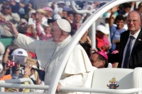 Lunes 15 de febrero del 2016. Tuxtla Gutiérrez. El Papa Francisco durante su encuentro con las familias chiapanecas.