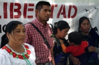 Lunes 4 de abril del 2019. Tuxtla Gutiérrez. Familiares y defensores de los presos indígenas en conferencia de prensa.