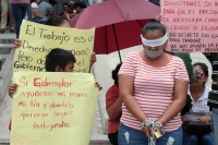 Miércoles 24 de julio del 2019. Tuxtla Gutiérrez. Entre las cotidianas protestas en Chiapas una mujer pide que se le respeten sus  DDHH y que pueda vender sus productos en su comunidad