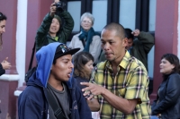 Domingo 25 de enero del 2015. San Cristóbal de las Casas. El rap urbano reúne en el andador turístico a sus representantes de Japón y de Sancris esta tarde.