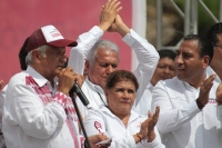 Miércoles 27 de junio del 2018. Tuxtla Gutiérrez. Andrés Manuel López Obrador, candidato a la presidencia de México por la coalición Juntos Haremos Historia de Morena, PT y PES acompaña a los candidatos para los cargos de elección popular federal,