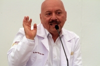 Jueves 16 de abril del 2020. Tuxtla Gutiérrez. El Secretario de Salud de Chiapas, José Manuel Cruz Castellanos, actualiza la información de los casos de contagios de Covid-19 en este estado del sureste de México