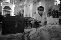 Domingo 17 de mayo del 2020. Tuxtla Gutiérrez. Las celebraciones de San pascualito se llevan a cabo en la discreción dentro de su iglesia en este barrio tradicional