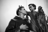 Domingo 17 de mayo del 2020. Tuxtla Gutiérrez. Las celebraciones de San pascualito se llevan a cabo en la discreción dentro de su iglesia en este barrio tradicional
