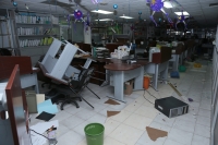 Lunes 19 de diciembre del 2016. Tuxtla Gutiérrez. Este medio día vuelve a ver destrozos en las oficinas de la Secretaría de Educación