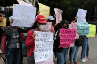 Jueves 10 de septiembre del 2020. Tuxtla Gutiérrez. Normalistas durante la protesta de esta tarde en la Secretaria de Educación