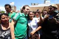 Viernes 13 de junio del 2014. Tuxtla Gutiérrez. Manuel Velazco Coello, gobernador del estado de Chiapas disfruta del partido de la selección mexicana ante Camerún en compañía de la plantilla del equipo Jaguares de Chiapas del fut bol nacional este medio d