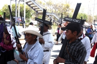 Jueves 26 de marzo del 2015. Tuxtla Gutiérrez. El Sacerdote Marcelo Pérez, párroco de Simojovel, al término de la peregrinación de 4 días por la paz que realiza el pueblo creyente y organizaciones sociales hacia la capital de de Chiapas