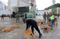 Foto/Miradasur. Domingo 15 de junio del 2014. San Crist´bal de las Casas. Un tornado golpeo el centro histórico de esta ciudad dejando algunas afectaciones en tejados de algunas construcciones así como la pantalla instalada para el mundial de fut bol.