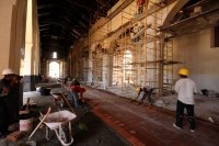 Martes 10 de enero del 2016. Chiapa de Corzo. La etapa del techo de la iglesia de San Sebastian se encuentra prácticamente terminada mientras que los especialistas del INAH trabajan en la estructura del piso de esta construcción de la época colonial de es