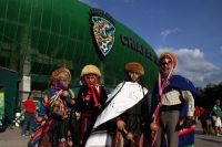 Sábado 28 de noviembre del 2015. Tuxtla Gutiérrez. Aspectos del partido de vuelta entre jaguares de Chiapas y la UANL.