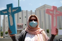MIércoles 2 de septiembre del 2020. Tuxtla Gutiérrez. Trabajadores de los Hospitales Públicos de Chiapas protestan por el fallecimiento de doctores y enfermeras por la falta de insumos de protección sanitaria durante la pandemia del Covid-19
