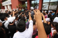 Jueves 4 de octubre del 2012. Tuxtla Gutiérrez, Chiapas. Entre desconfianza y retrasos se llevo a cabo esta mañana la conferencia de prensa de los estudiantes en huelga de la UNICACH.