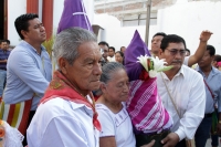 Martes 12 de marzo del 2019.Tuxtla Gutiérrez. Durante el recorrido de las imágenes de las vírgenes veneradas por la comunidad zoque hacia la iglesia de San Jacinto