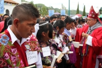 Jueves 10 de agosto del 2017. San Lorenzo Zinacatan. Felipe Arismendi Esquivel, obispo de San Cristóbal de las Casas se despide del pueblo de Zinacantan al acercarse a la fecha de su retiro episcopal durante las celebraciones de confirmación en las fiesta