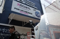 20240521. Tuxtla. Instalaciones de partidos políticos en Chiapas son atacados por maestros de la CNTE