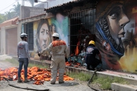 20240521. Tuxtla. Instalaciones de partidos políticos en Chiapas son atacados por maestros de la CNTE