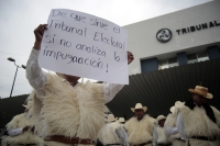 20240809. Tuxtla. Indígenas de San Juan Chamula protestan este medio día al ser rechazo el procedimiento de impugnación en el Tribunal Electoral de Chiapas.