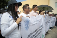 20240818. Tuxtla. Esta mañana inicia el paro de trabajadores que se manifiestan en contra de la Reforma al Poder Judicial en México.