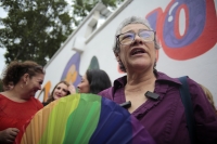 20240925. Tuxtla. Durante la inauguración del Mural en contra de la Violencia Vicaria en el Oriente-norte de la ciudad, Tere Campos habla sobre la recuperación del escaño para la comunidad Lésbico-Gay en el Congreso de Chiapas