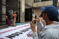 20241003. Tuxtla. Continúan las protestas en el Congreso de Chiapas en torno a la representación de la comunidad LGBTTTIQ