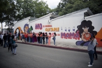 20240925. Tuxtla. Durante la inauguración del Mural en contra de la Violencia Vicaria en el Oriente-norte de la ciudad, Tere Campos habla sobre la recuperación del escaño para la comunidad Lésbico-Gay en el Congreso de Chiapas