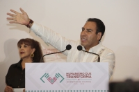 20241013. Tuxtla. Eduardo Ramírez Aguilar, Gobernador electo de Chiapas, en conferencia de prensa da a conocer los primeros cargos del gabinete de trabajo para este estado del sureste de México.