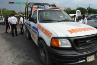 Martes 14 de junio. Foto/Alex Estrada. Dos patrullas del ayuntamiento de la ciudad de Tuxtla Gutiérrez se ven involucradas en un accidente de tránsito en una de las arterias de la capital chiapaneca.