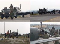 Susana Solís/Aspectos de la Avioneta que aterriza de emergencia en la autopista a Arriaga